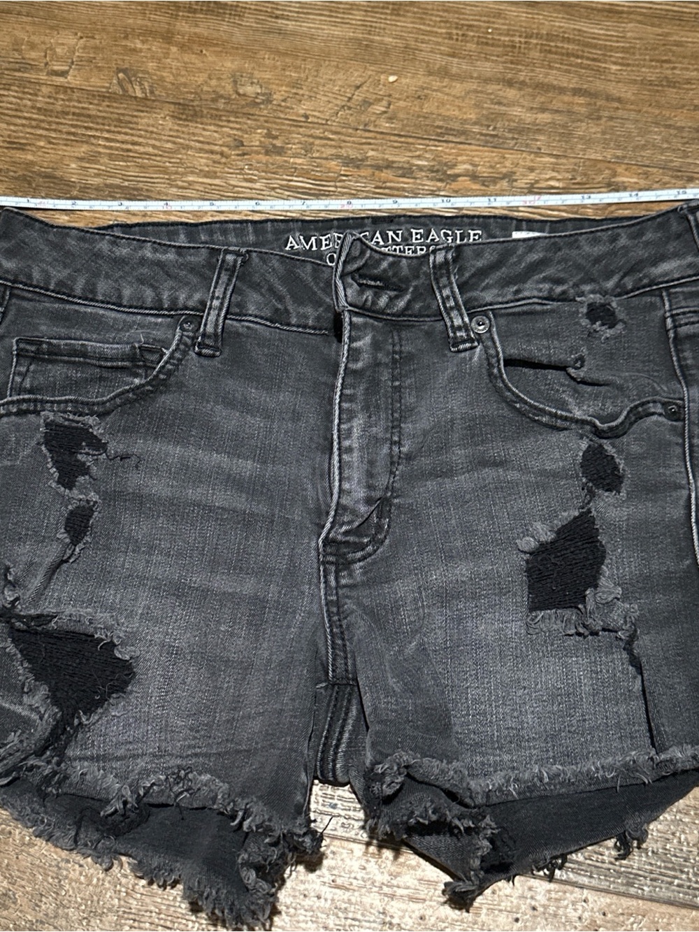 American Eagle Outfitters Black Distressed Ripped Jean Shorts